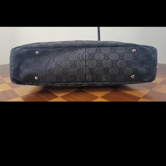 Gucci GG Monogram Canvas Black Handbag Satchel Bag - Picture 3 of 11
